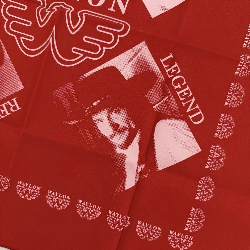 Vintage Waylon Jennings Bandana Rebel Renegade Legend Outlaw Red Country Music